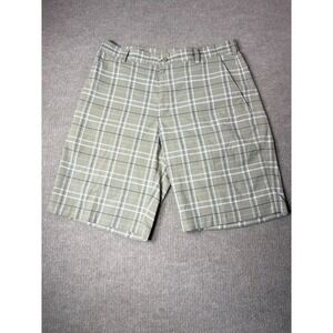 Nike Golf Dri-Fit Shorts Men's 34 Taupe Plaid‎ Stretch Tour Performance Pockets